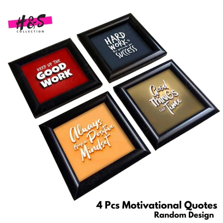 Pack of 4 Inspiration Motivational Quote Picture Frames Wall Hangings with Free print Wall Decoration Photo Frame Wall Hanging Home Decoration Picture Gallery for Living Room Bedroom Study Room