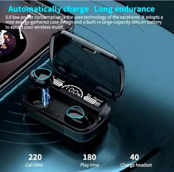 M10 Wireless Bluetooth Earbuds with LED Display, Touch Control, 800mAh Charging Case. Earbuds Wireless Bluetooth, Workout, Earbuds Compatible with iPhone/Samsung/Android, Bluetooth Earbuds with mic