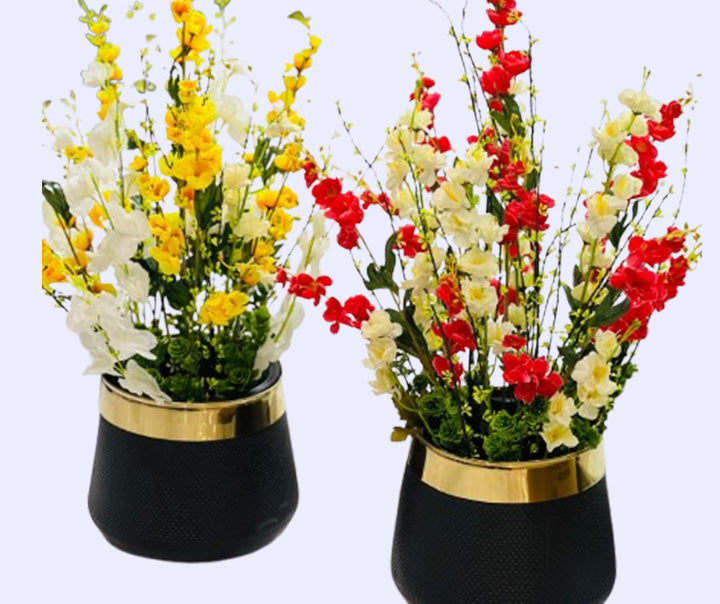 Luxury Artificial Blossom Floral Gipso With Planter