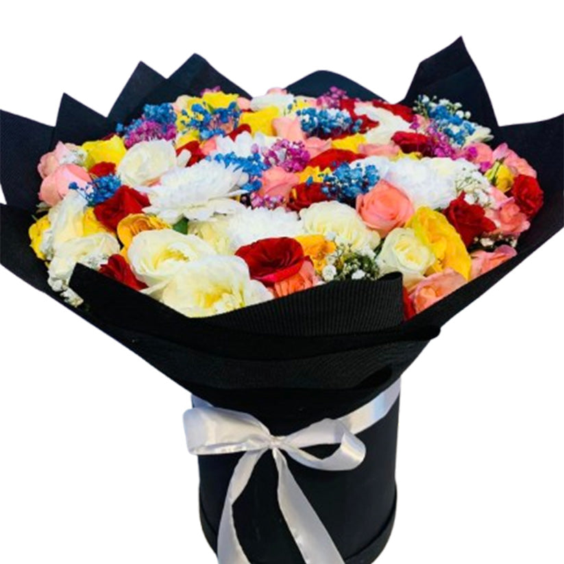 Luxury Mixed Flower Bouquet in Black Wrap