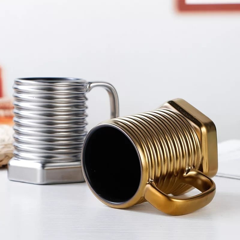 Screw Shape Ceramic Mug – 3D Twist Design