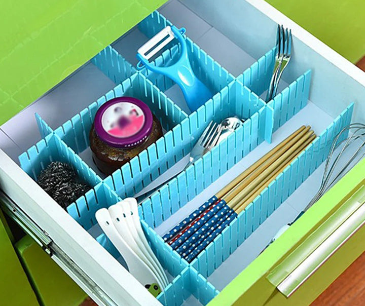 Pack of 4 Adjustable Plastic Drawer Dividers – DIY Cabinet & Wardrobe Organizers (Random Color)