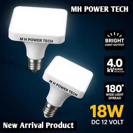 Led bulb DC 12volt 12watt / 18watt high Quality Super Bright Light MH Power Tech Extra Light bright 18watt Plastic Body Secure No Heat problem No Current Problem Long Life Bulb Quality