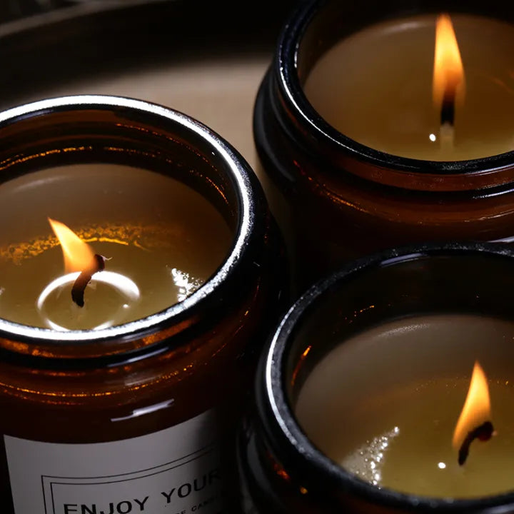 Pack of 4 Scented Candles in Mini Glass Jar with Lid, 2.5-inch - Long-Lasting Fragrance, Even Burn