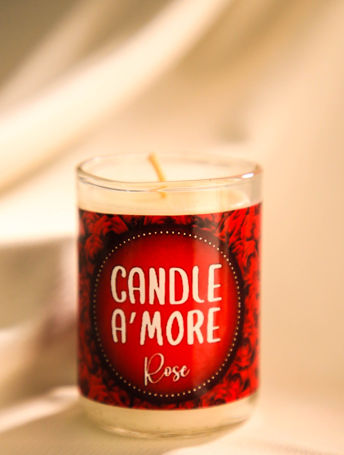 Candle A'more Scented Candle 2.3 oz Rose Fragrance Mini Glass Handmade Candle