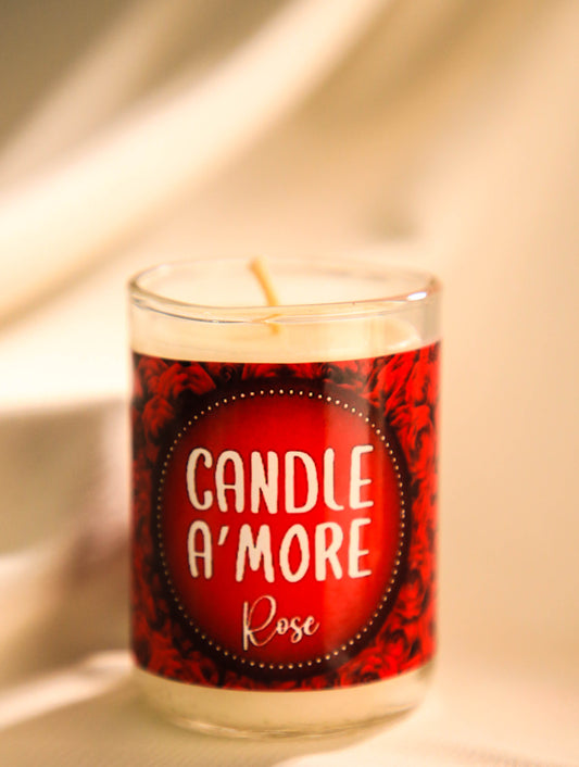 Candle A'more Scented Candle 2.3 oz Rose Fragrance Mini Glass Handmade Candle