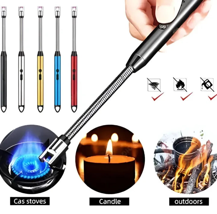 Rechargeable Electric USB Arc Lighter Long Neck with LED Indicator | 360° Flexible Neck | Windproof Flameless Kitchen Stove Lighter | BBQ Candle Grill Camping | Best Quality Refillable USB Lighter Ratings 8
