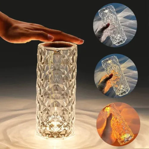 Large Crystal Lamp Rose Light - 16 Color Changing Crystal Diamond Lamp with Remote