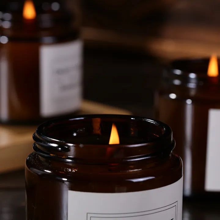 Pack of 4 Scented Candles in Mini Glass Jar with Lid, 2.5-inch - Long-Lasting Fragrance, Even Burn