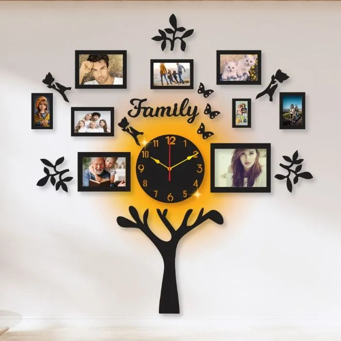 BB Bargain Bazzar Wall Clock 3D Wooden Watch DIY Design Back Light Variation Decoration HOME With Birds Numeral Quartz For Home Decor Living Room And Offices And For Gifts