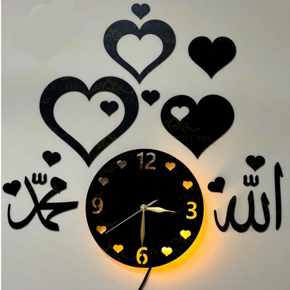 High quality wooden wall clock | Hearts Shaped wall clock | hearts shaped wooden wall clock