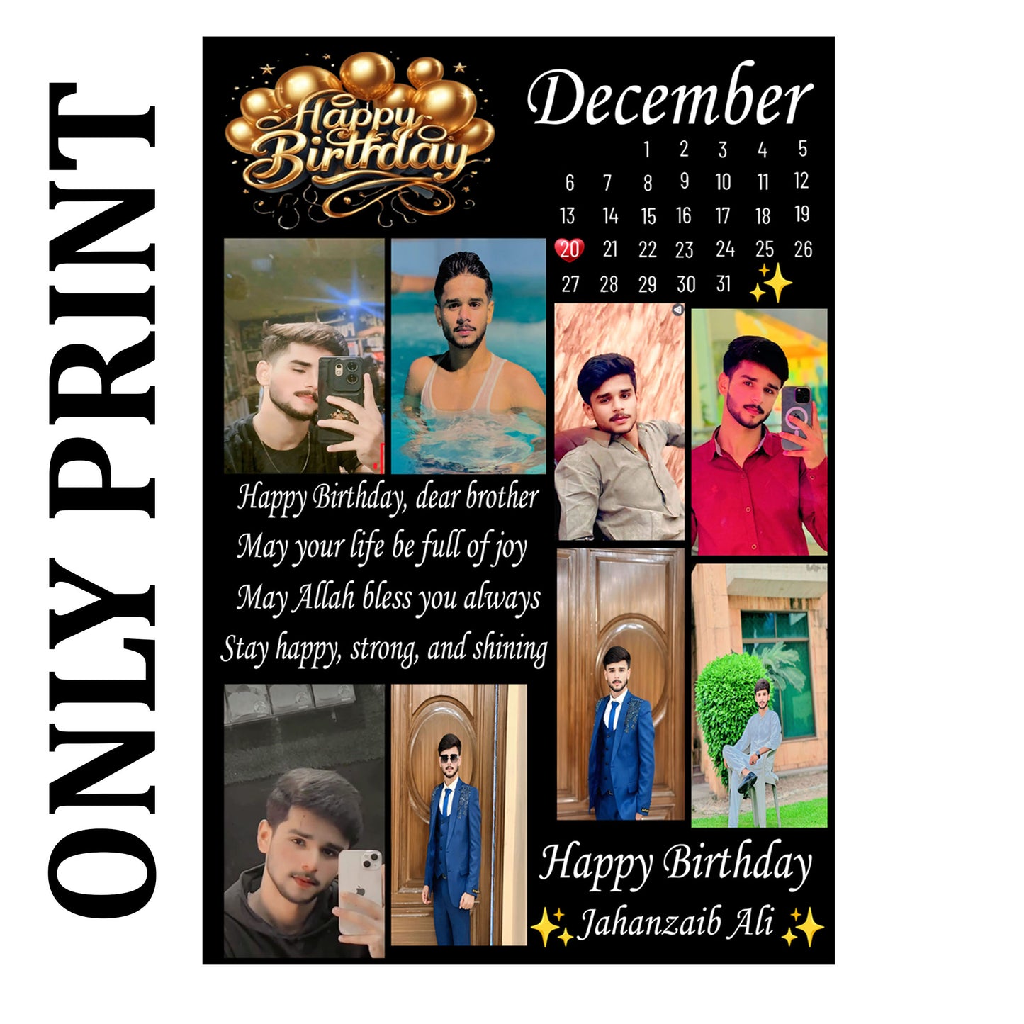 Moon Shape Customized Photo Frame – Personalized Calendar Frame with Message & Pictures Birthday, Anniversary & Friend Gift FREE Shipping + COD