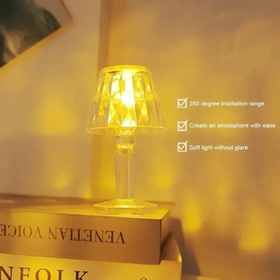 4.5 inches Crystal Mini Led Lamp For Side Tables Home And event Decoration a, Cell operated