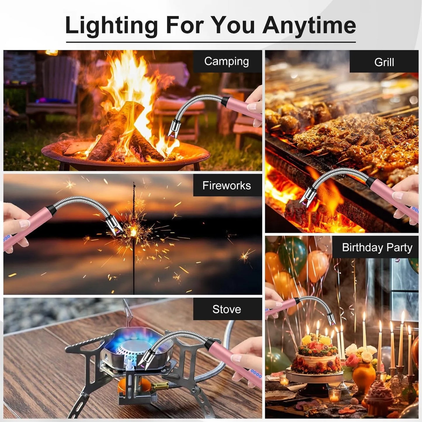 Rechargeable Electric USB Arc Lighter Long Neck with LED Indicator | 360° Flexible Neck | Windproof Flameless Kitchen Stove Lighter | BBQ Candle Grill Camping | Best Quality Refillable USB Lighter Ratings 8
