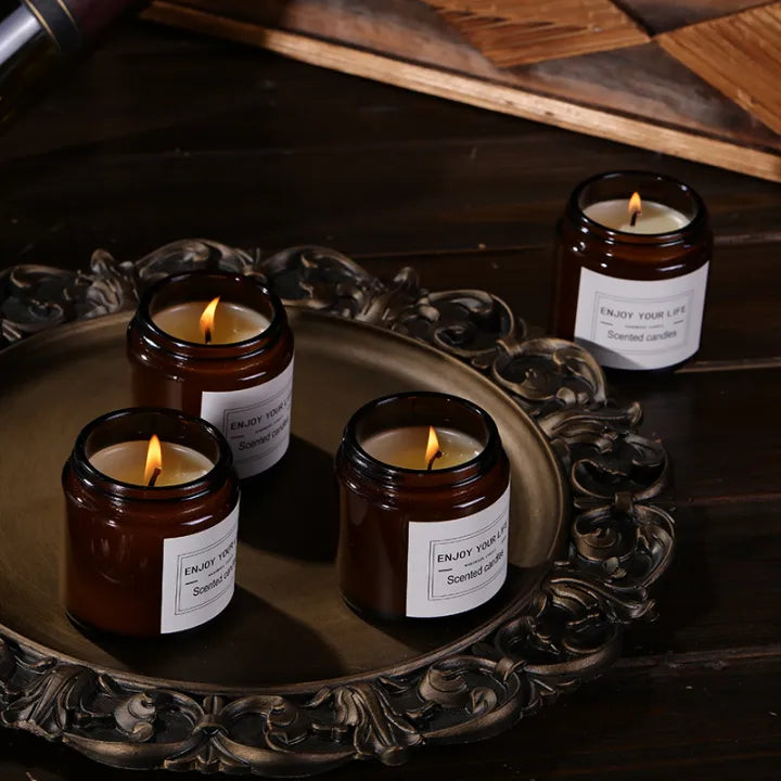 Pack of 4 Scented Candles in Mini Glass Jar with Lid, 2.5-inch - Long-Lasting Fragrance, Even Burn