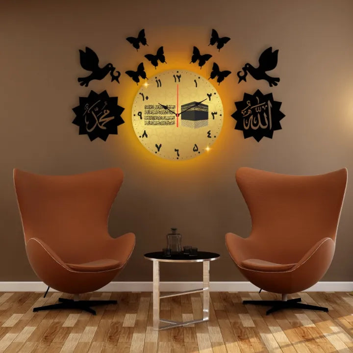 BB Bargain Bazzar Wooden Wall Clock-3D Watch DIY Design Decoration Birds Numeral Quartz For Home Decor Living Room And Offices And For Gifts