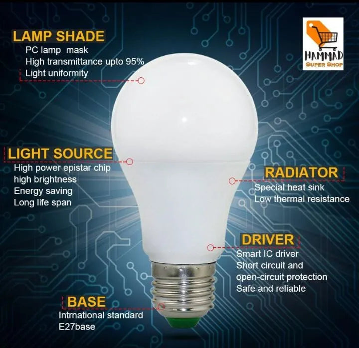 Led bulb DC 12volt 12watt / 18watt high Quality Super Bright Light MH Power Tech Extra Light bright 18watt Plastic Body Secure No Heat problem No Current Problem Long Life Bulb Quality