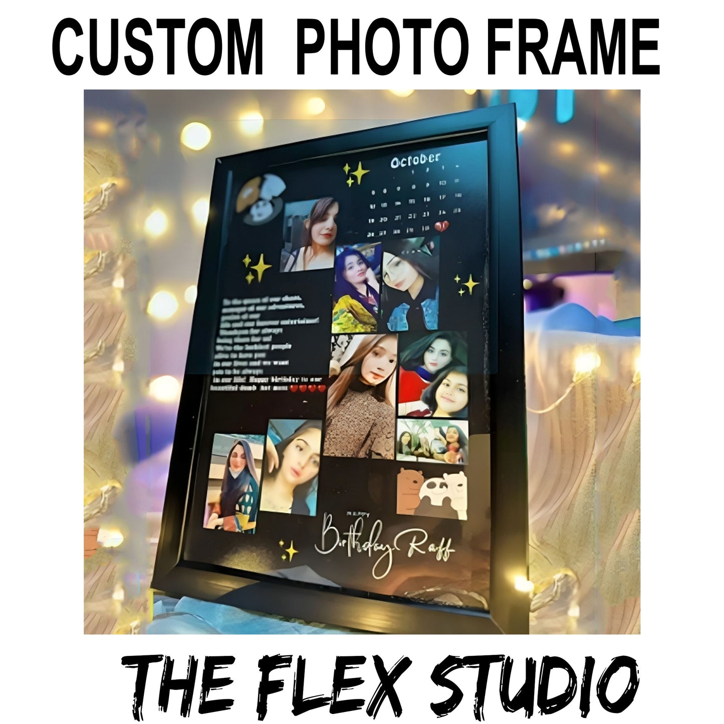 Moon Shape Customized Photo Frame – Personalized Calendar Frame with Message & Pictures Birthday, Anniversary & Friend Gift FREE Shipping + COD
