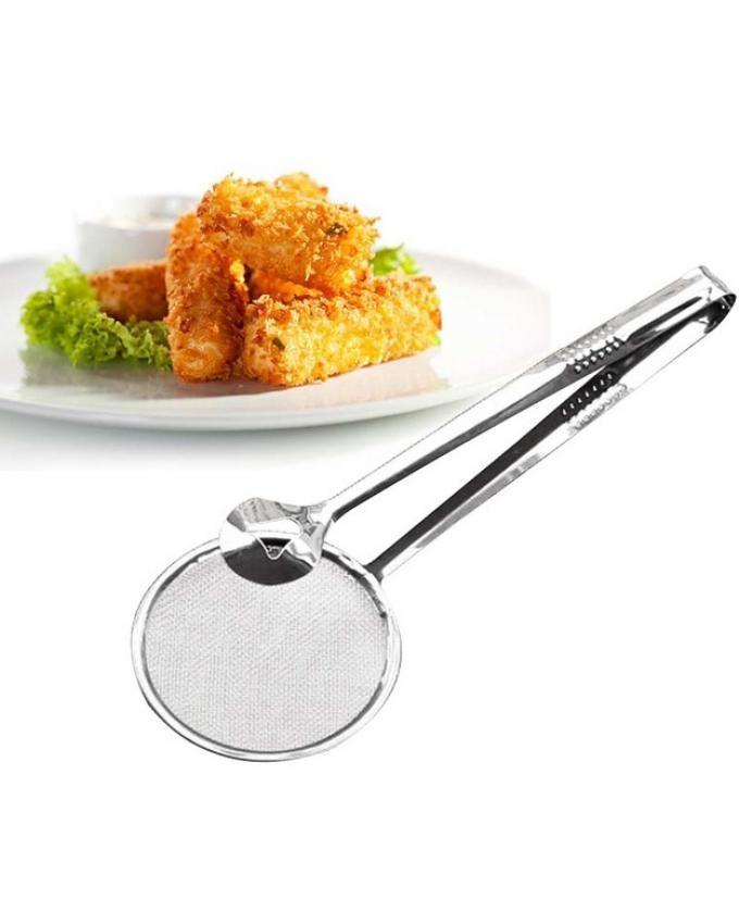 Imported Multi-functional 2 in 1 Fry Tool Filter Spoon Strainer With Clip,Oil Frying BBQ Filter Stainless Steel Mesh Strainer Kitchen Tool Frying Mesh Colander Quick Strain Stainless Steel Tong Colander