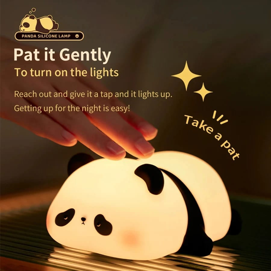 Cute Panda and Rabbit Night Light, Warm White LED, Silicone Table Lamp for Kids Bedroom