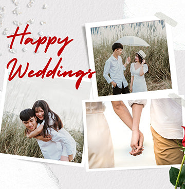 Happy Wedding 4 Small Frame Set – Romantic Mini Wall Décor