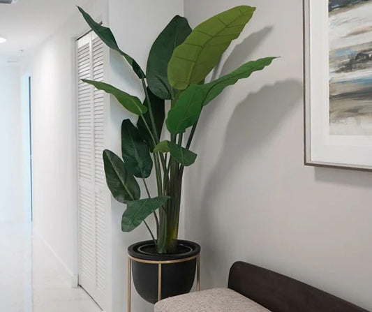 Artificial Banana Leaf Plant with Pot – Modern Indoor Floor Plant