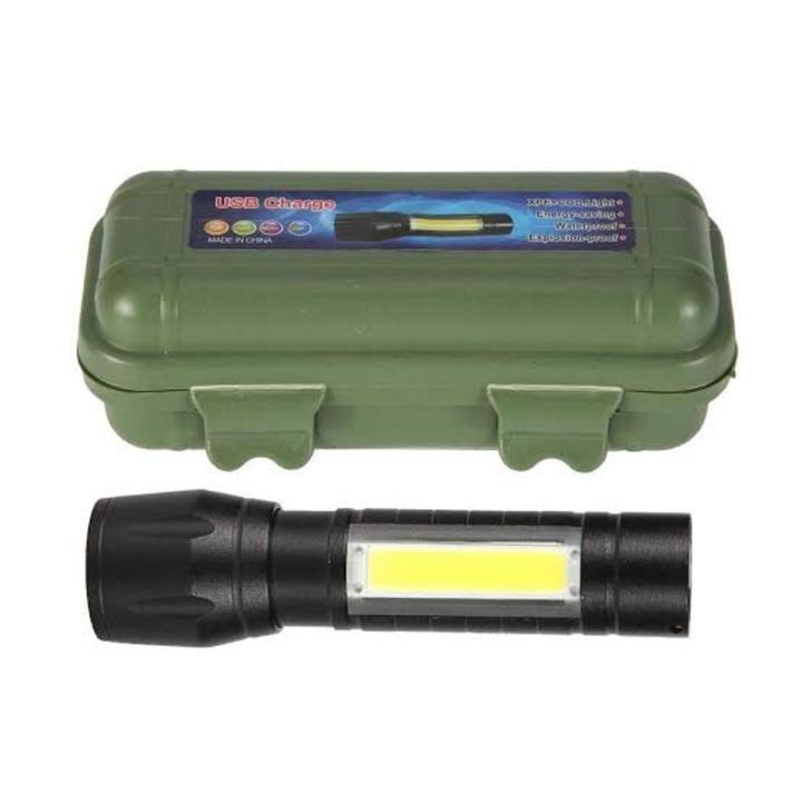 Portable LED Flashlight – Mini Rechargeable Torch with Side Light & Waterproof Body