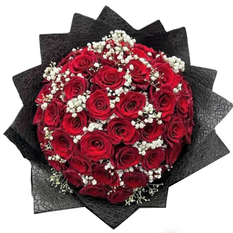 50 Red Imported Roses Hand-Tied Bouquet