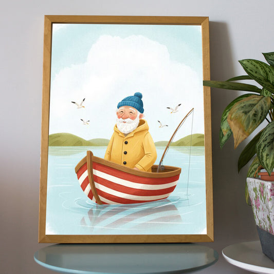 Old Man Vector Art Wall Frame – Classic Character Portrait Décor