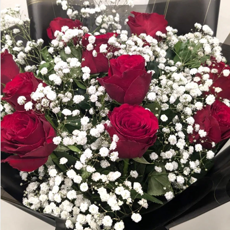 Luxury Red Roses & Baby’s Breath Imported Bouquet