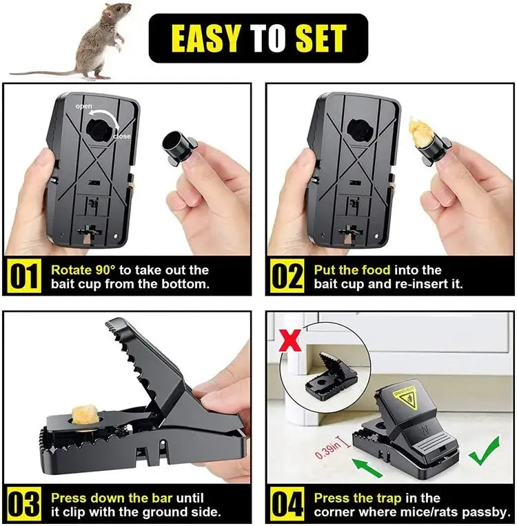 Durable Mouse Trap (Pack of 3) – Reusable Strong Spring Catcher