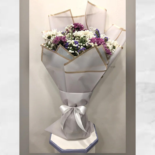 Elegant Purple & White Chrysanthemum Imported Bouquet