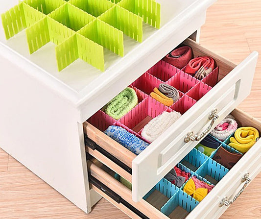 Pack of 4 Adjustable Plastic Drawer Dividers – DIY Cabinet & Wardrobe Organizers (Random Color)