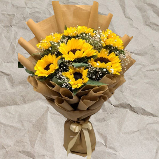 Bright Sunflower Bouquet with Baby’s Breath | Fresh Flower Arrangement
